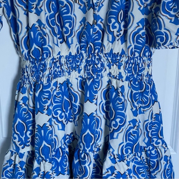 Avara Santorini Shores Ashleigh Blue Ruffled Mini Dress Size Medium 47671 - Picture 7 of 15